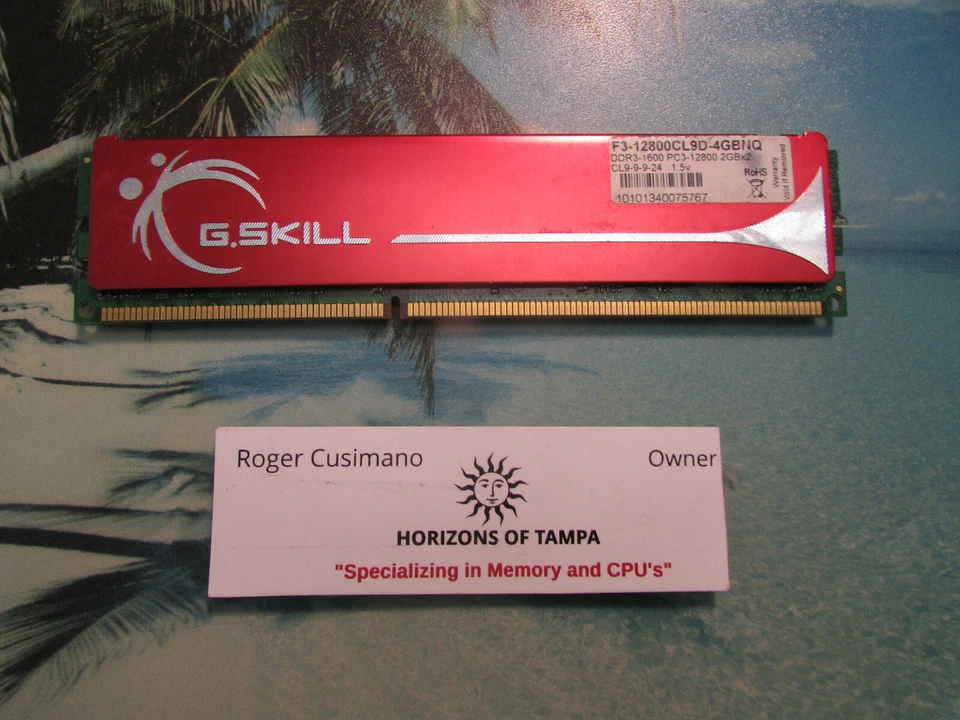 G.Skill PC3-12800 4GB (2x2GB) 1600MHz DDR3 Desktop Memory F3-12800CL9D-4GBNQ - Image 1 of 1