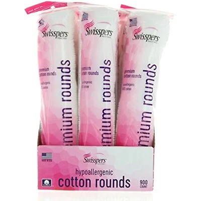 Swisspers Premium Hypoallergenic Cotton Rounds, 900 Count