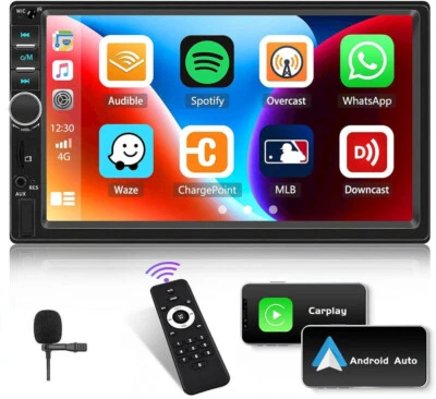 Double 2 Din 7''Car Stereo Bluetooth Head Unit Android Apple CarPlay Touch Radio - image 1 of 4