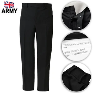 British Army Trousers Pants Uniform Royal Navy No 3 Black Lightweight 60% Wool - Picture 1 of 11