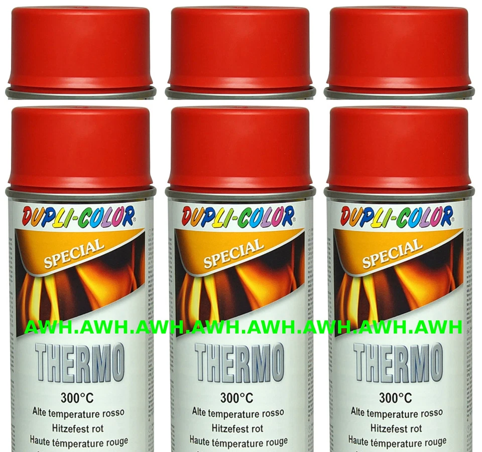 6x400ml Hitzelack Thermolack Hochtemperatur Hitzefest Auspufflack Grillspray rot