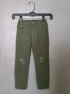 Shein Boys 5t Distressed Jeans Olive Green Elastic Waist - Picture 1 of 8