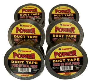 6 Rolls 2 Inch X 36 Feet Black Cloth Duct Tape - 17 Mil Thick Black Contractor - Picture 1 of 6