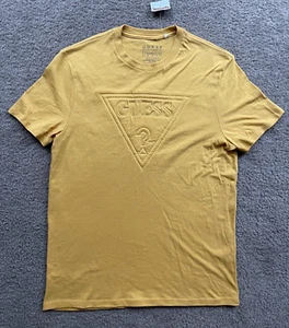 Camiseta amarilla de manga corta Guess Originals para hombre pequeña en relieve clásica bombo - Imagen 1 de 11