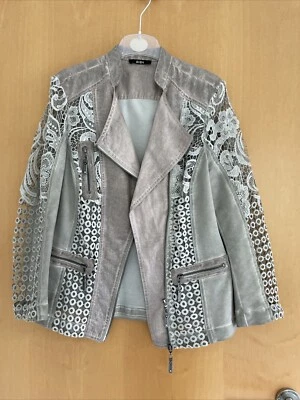 Biba Blazer Jäckchen interessant Spitze Blumen Kreise Mustermix Leinen 3/4-Ärmel - Bild 1 von 4