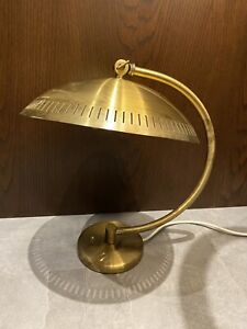 Vintage Bauhaus Brass Atomic Table Lamp - In Working Condition