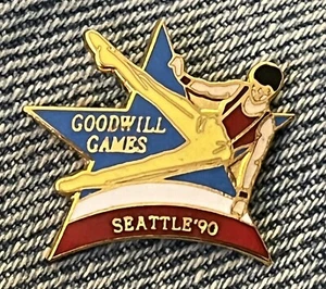 Gymnastics Pin ~ Men's ~ 1990 Goodwill Games in Seattle, USA~NOS on card - Picture 1 of 4