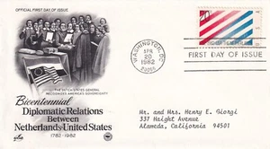 SELLO US SCOTT 2003 "Países Bajos" 20 CENTAVOS 1982 FDC - B - Imagen 1 de 1