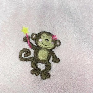 Baby Starters Pink Blanket Brown Monkey Wand Flower Fleece Lovey Security - Picture 1 of 5