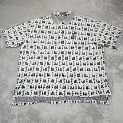 Camisa Polo Descente Para Hombre Extra Grande Gris Estampado Completo Árbol Golfista De Colección Foto 1 de 4