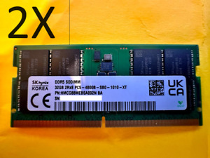 64GB (2x SK Hynix 32GB) DDR5 RAM 4800Mhz 2Rx8 Laptop Memory
