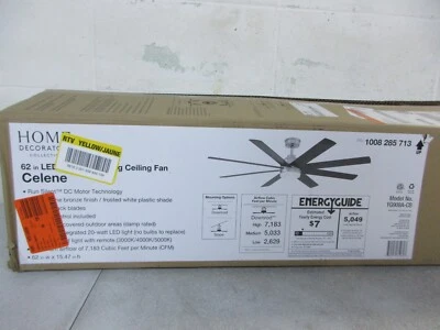 Home Decorator Celene 62in. LED Indoor/Outdoor Champagne Bronze Gold Ceiling Fan - Image 1 of 4