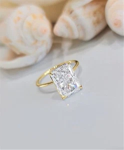 G/VS, 5.00ct Radiant Solitaire Lab-Grown Diamond Engagement Ring, 14K Gold - Picture 1 of 9