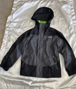 NWOT C9 CHAMPION WINDBREAKER JACKET XS (4-5) BLACK/GRAY/NEON GREEN FULL ZIPPER - Picture 1 of 18