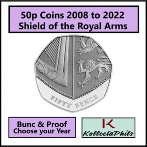 50p Shield Fifty Pence Coin 2008 to 2022 BUNC or PROOF taken from Annual Sets - Picture 1 of 18