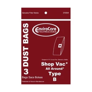 Vacuum Bags Fits For Shop Vac Type B 90668 906-68-00 2 Gallon 3-Pk - Picture 1 of 2