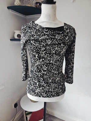 Weekend MaxMara Black & White Abstract Print Cowl Neck Jersey Top S – RRP £150 - Image 1 of 4