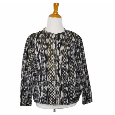 Piazza Sempione Printed Evening Jacket Silk Blend Black Graphic Women 12 - Image 1 of 4