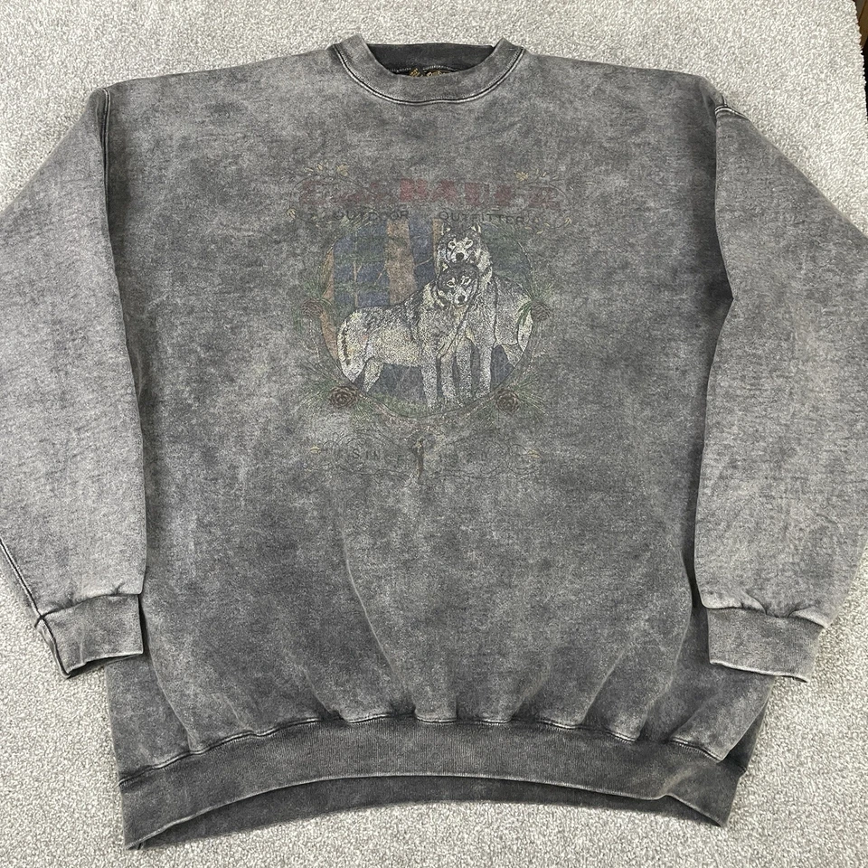 Sudadera Pesada De Colección Eddie Bauer Para Hombre XXL Desteñida Lobo Naturaleza Hecha en EE. UU. Años 90 Foto 1 de 4
