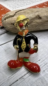 Vintage Clown Brosche Anstecknadel goldfarben & bunte Emaille Modeschmuck 🤡 - Bild 1 von 15