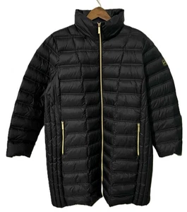 Michael Kors Black Puffer Jacket Women's 2X Down Long Coat Gold Zip HOOD MISSING - Picture 1 of 8