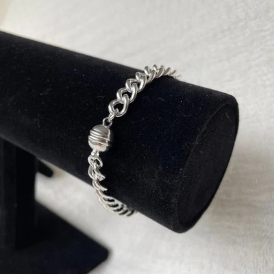 UltraFine 950 Silver Polished Link Chain Bracelet Magnetic Clasp 7 inch - NWT! - Image 1 of 4