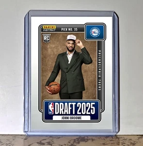 Tarjeta de noche del draft de los Philadelphia 76ers de Johni Broome novato 2025-26 Panini NBA #29 - Imagen 1 de 1