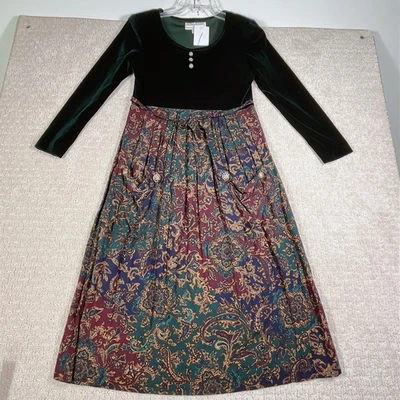 Vestido Vintage Jessica Howard Petite Para Mujer Talla 4 Paisley Floral Corbata de Navidad Foto 1 de 4