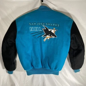 Vintage San Jose Sharks Wool Varsity Jacket Men’s Large DeLong NHL Blue Black - Bild 1 von 16