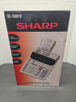 Sharp EL-1801V Electronic Printing Calculator 12 Digit 2 Color Printer NEW - Image 1 of 4