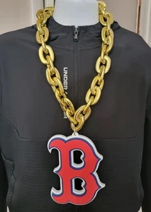 Boston Red Sox Fan Big Chain Necklace 3D Foam Logo Red, Gold, or Blue Chain - Picture 1 of 6