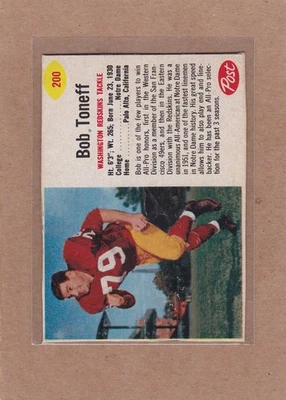 1962 POST FOOTBALL BOB TONEFF #200 REDSKINS VGEX/EX *A38788 - Image 1 of 2
