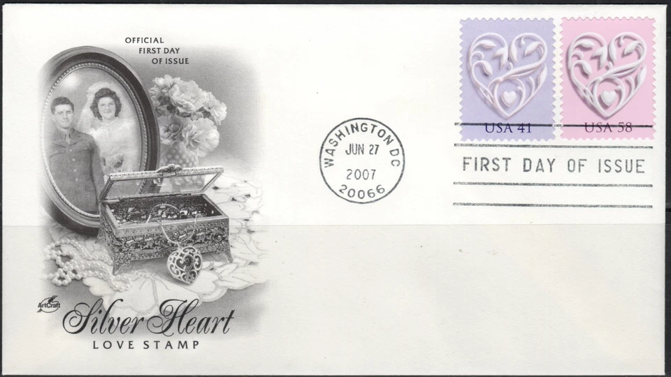 US Scott #4151 & 4152, FDC "Silver Heart Love Stamp" - Image 1 of 1