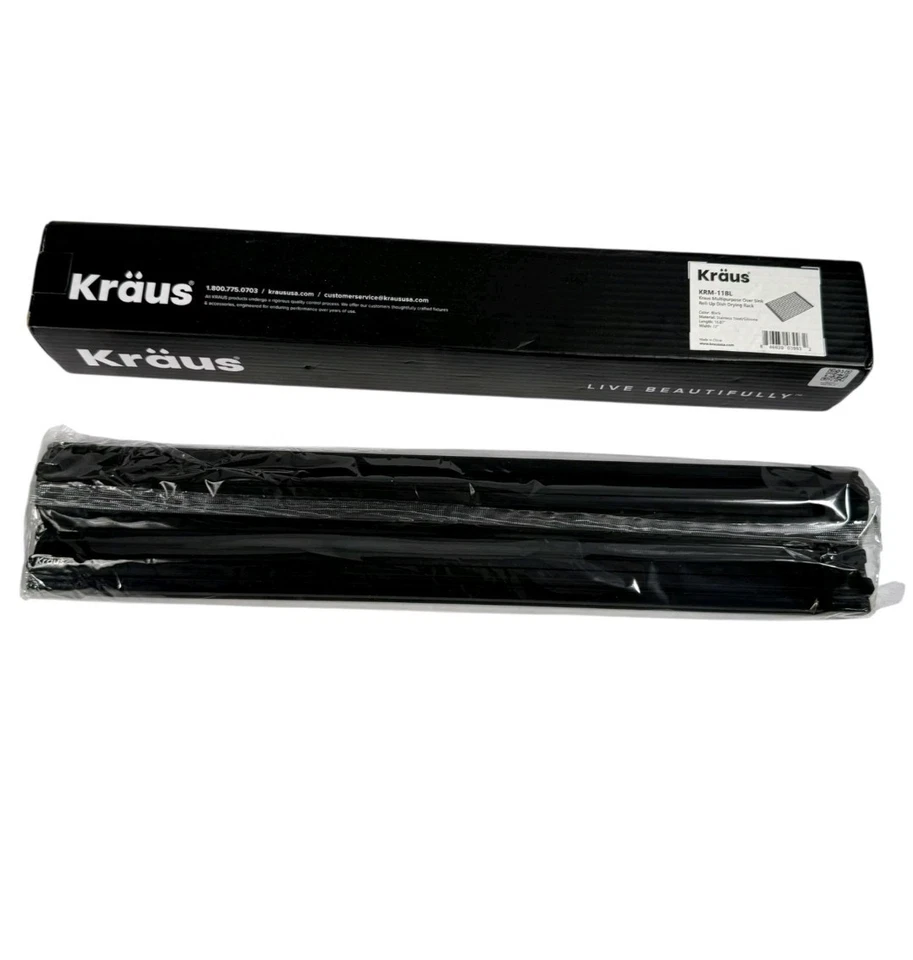 Kraus Krm11bl Multipurpose Over Sink Rollup Dish Drying Rack Matte Black