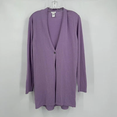 J Jill Women Mid Length Cardigan Duster Size M Purple Wool Blend Lagenlook Lagom - Image 1 of 4