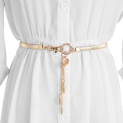 Fashion Elastic Women Metal Fish Stretch Rhinestone Gold Silver Waist Belt New - image 1 of 4