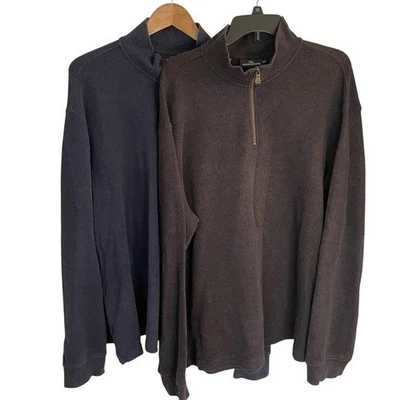 Pacote pull-over masculino Rodd & Gunn com zíper - Azul marinho e marrom escuro tamanho 2XL - Imagem 1 de 4