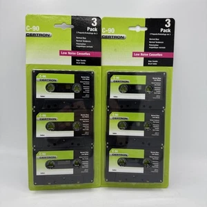 Vintage Certron 3er-Pack C-90 leere Audiokassetten Kassetten geräuscharm NEU (2 Packungen) - Bild 1 von 2