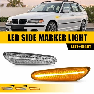 Luz de señalización lateral LED dinámica transparente 2 piezas para BMW E90 E91 E92 E60 E61 E82 Foto 1 de 4