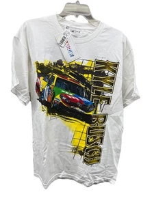 Vintage Kyle Busch M&M Promo NASCAR Racing 2-sided T Shirt Yellow Size L - Picture 1 of 3