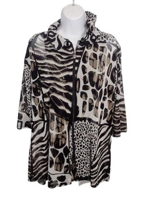 Top túnica de malla transparente estampado animal Valentina M tachonado bling mobwife cuello con cable - Imagen 1 de 6