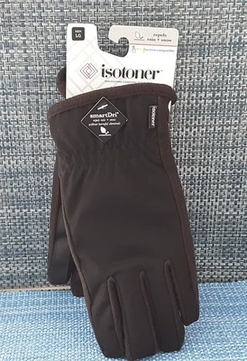 Isotoner 防水驱虫剂 SmartDri 触摸屏兼容男式 L 手套全新带标签 — 第 1/4 张图片