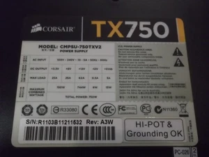 Corsair Enthusiast Series TX750 80+ Bronzo CMPSU-750TXV2 750 Watt #29905 - Foto 1 di 1