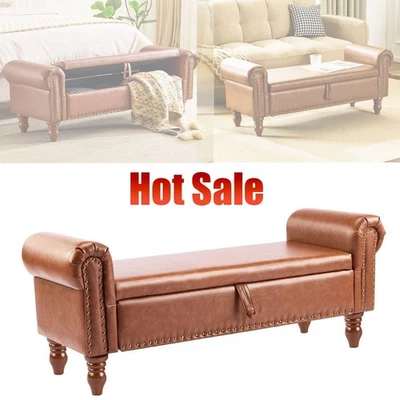Footrest Storage Ottoman Bench Upholstered Bench End of Bed Bench for Bedroom - Image 1 of 4