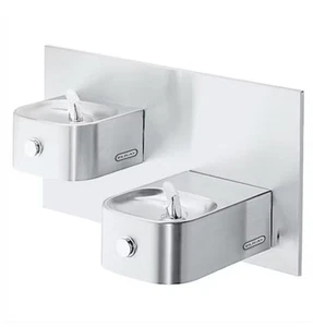 Elkay EDFP217C Bi-Level Water Drinking Fountain, Stainless Steel, Soft Sides - Picture 1 of 7