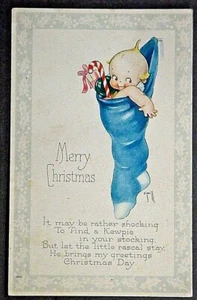 Merry Christmas A Kewpie in Stocking Sgn Rose O'Neill By Gibson SHIPS FREE - Picture 1 of 2