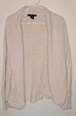 Calvin Klein Shawl Collar Open Front Cardigan Ivory Ribbed Open Knit Women's XL - Image 1 of 4