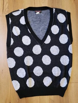 Chaleco Acrílico L L Grunge Para Hombres De Colección Años 90 Blanco y Negro Lunares Rhapsody EE. UU. Foto 1 de 4