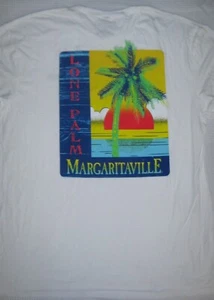 T-shirt Jimmy Buffett Margaritaville Lone Palm grafica maglietta spiaggia bianco cotone 2X - Foto 1 di 6