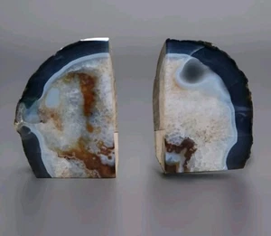 Geode natürlicher Achat Kristall Quarz braun orange blau poliert Berg Buchstützen 8 Pfund - Bild 1 von 11